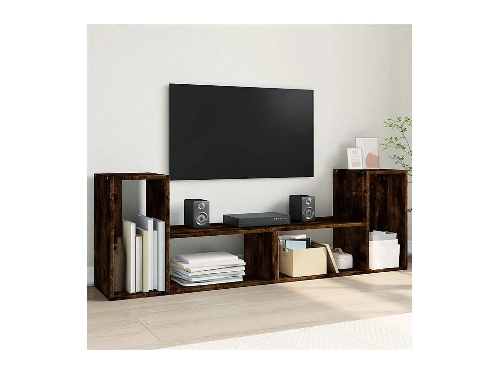 Tv-meubelen 2 st 75x30x50 cm bewerkt hout gerookt eikenkleurig BE872214