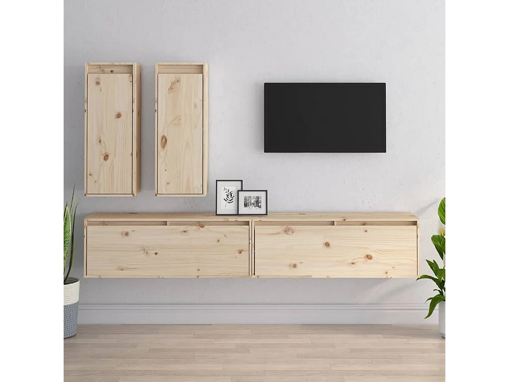 Móveis de TV 4 pcs madeira de pinho maciça PT949752