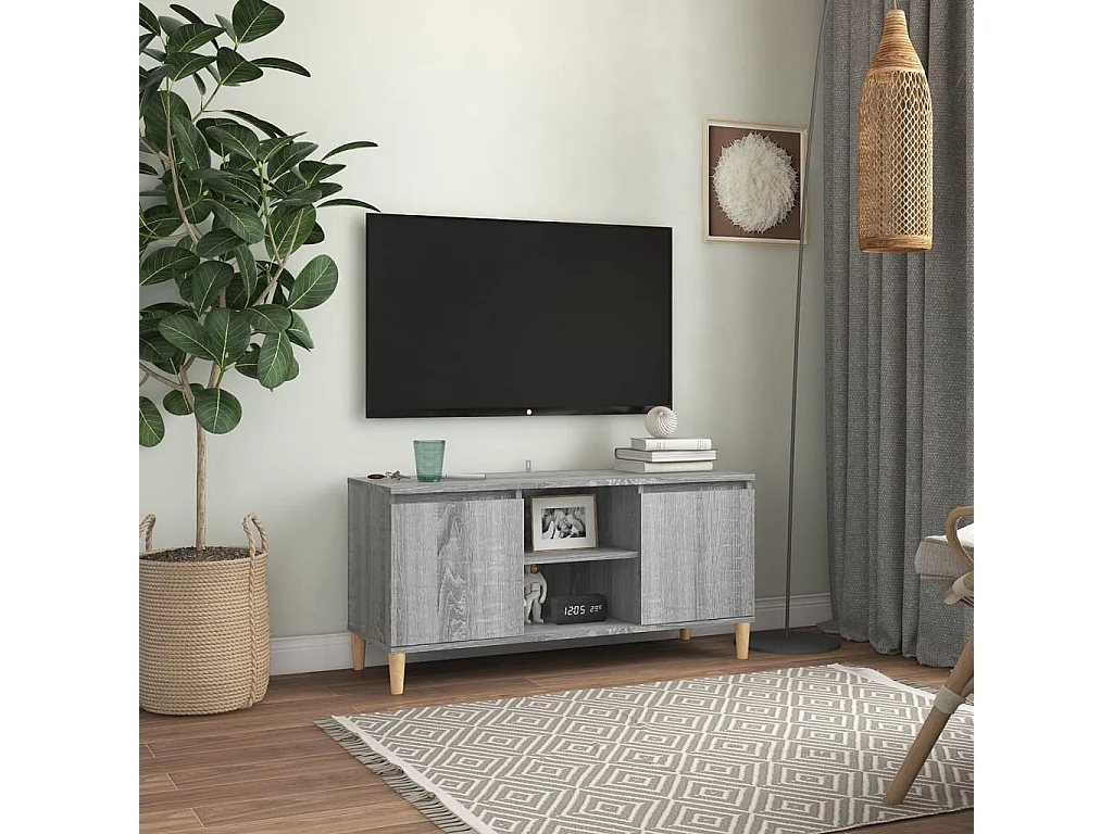 Meuble TV avec pieds en bois solide Sonoma gris 103,5x35x50 cm FR12460