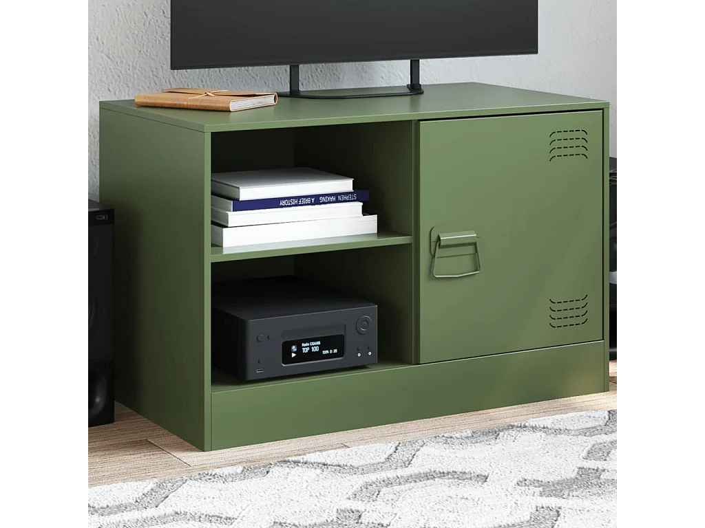 Mueble para TV de acero verde oliva 67x39x44 cm ES144970