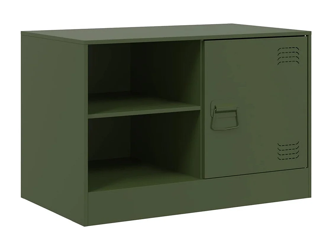 Meuble TV vert olive 67x39x44 cm acier FR30131
