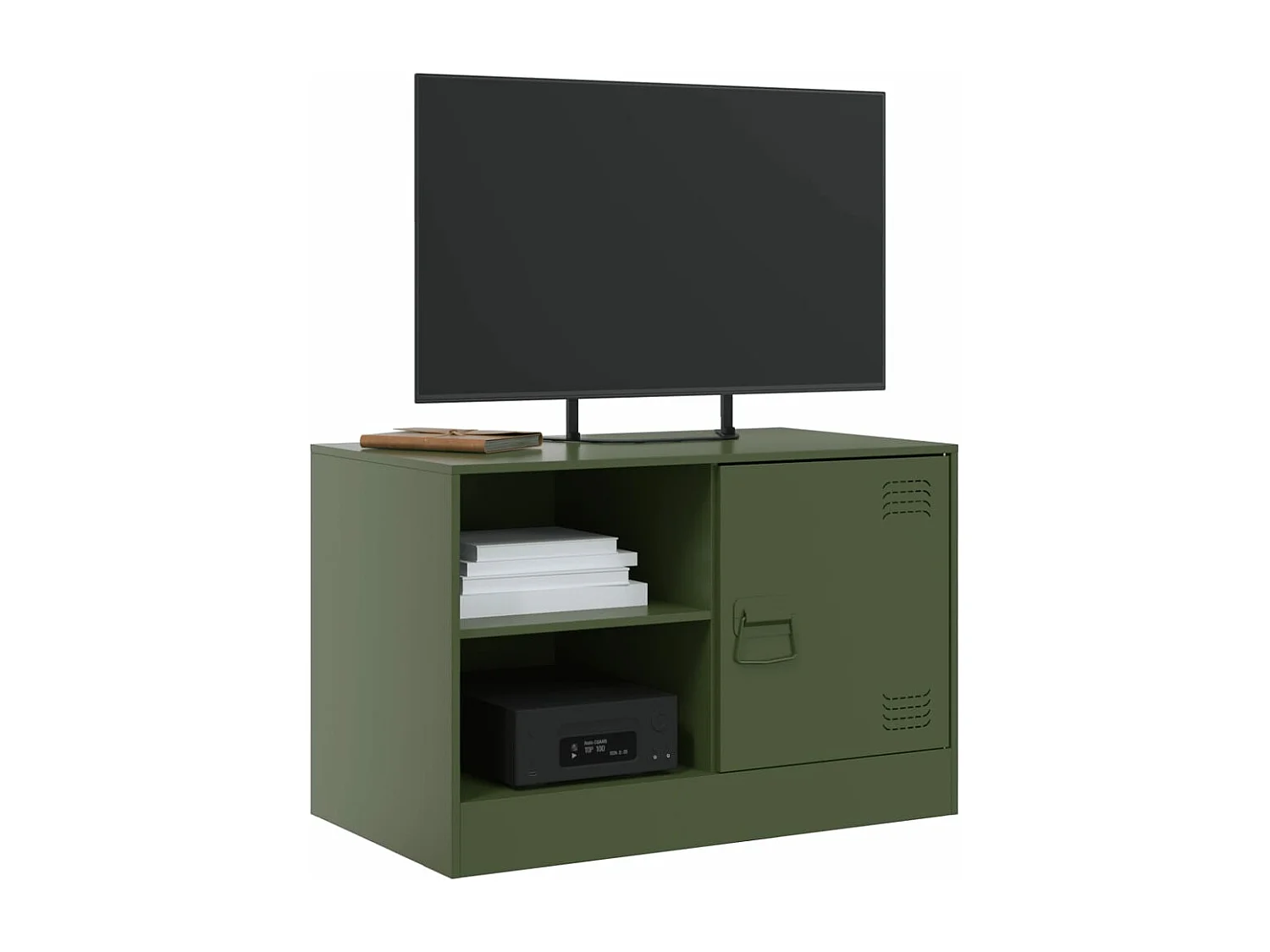 Meuble TV vert olive 67x39x44 cm acier FR30131