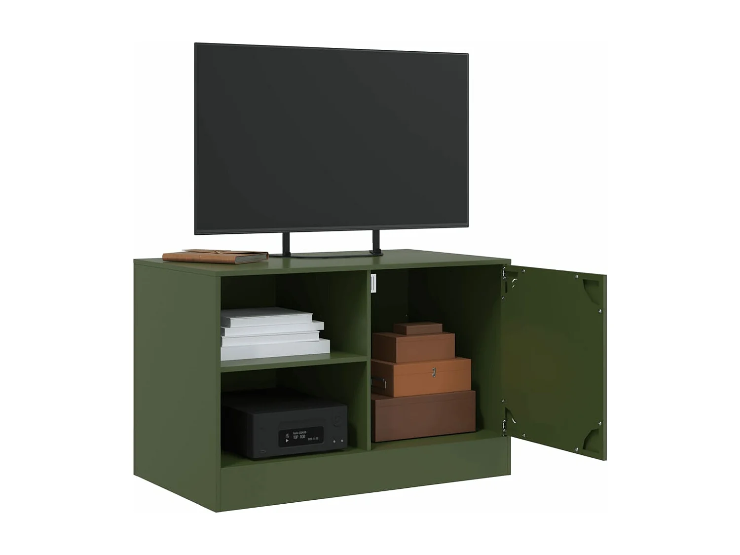 Meuble TV vert olive 67x39x44 cm acier FR30131