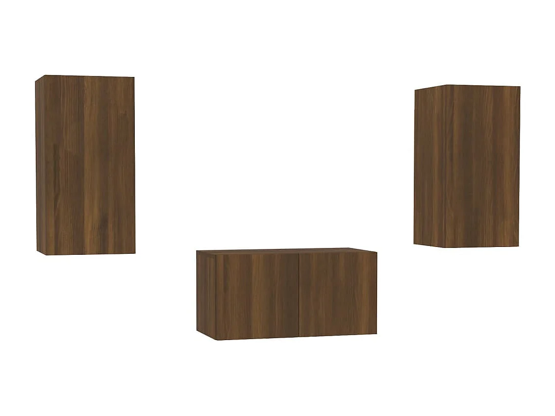 Set de muebles para TV 3 pzas madera contrachapada roble marrón ES140132