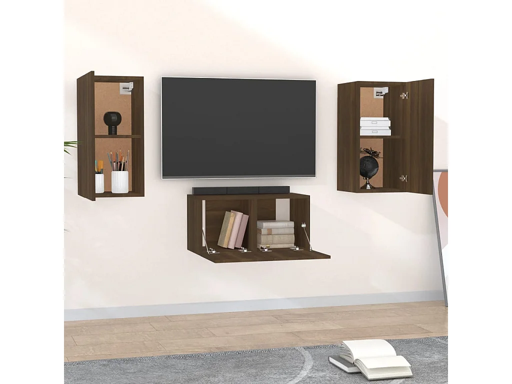 Meubles TV 3 pcs Chêne marron Bois d'ingénierie FR87784