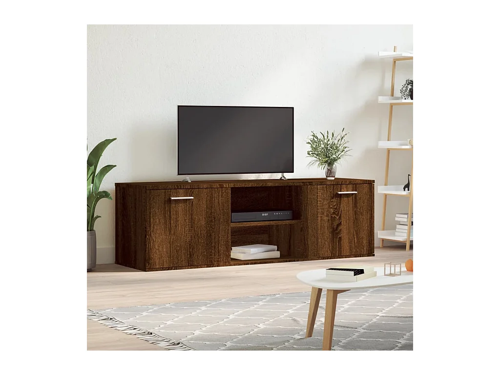 Tv-meubel 120x34x37 cm bewerkt hout bruin eikenkleur BE726603