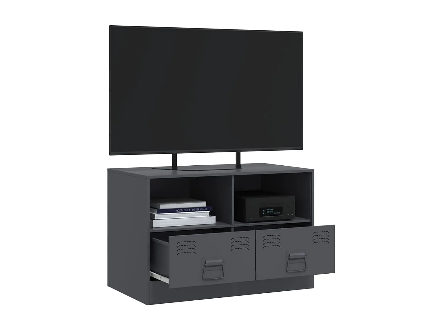 Meuble TV anthracite 67x39x44 cm acier FR44058