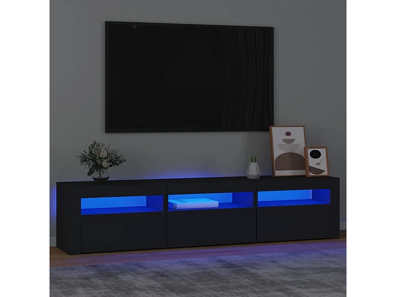 Meuble TV avec lumières LED Noir 180x35x40 cm FR51416