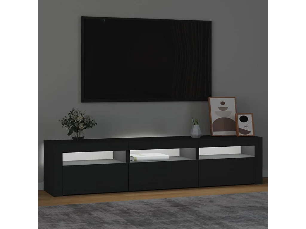 Meuble TV avec lumières LED Noir 180x35x40 cm FR51416