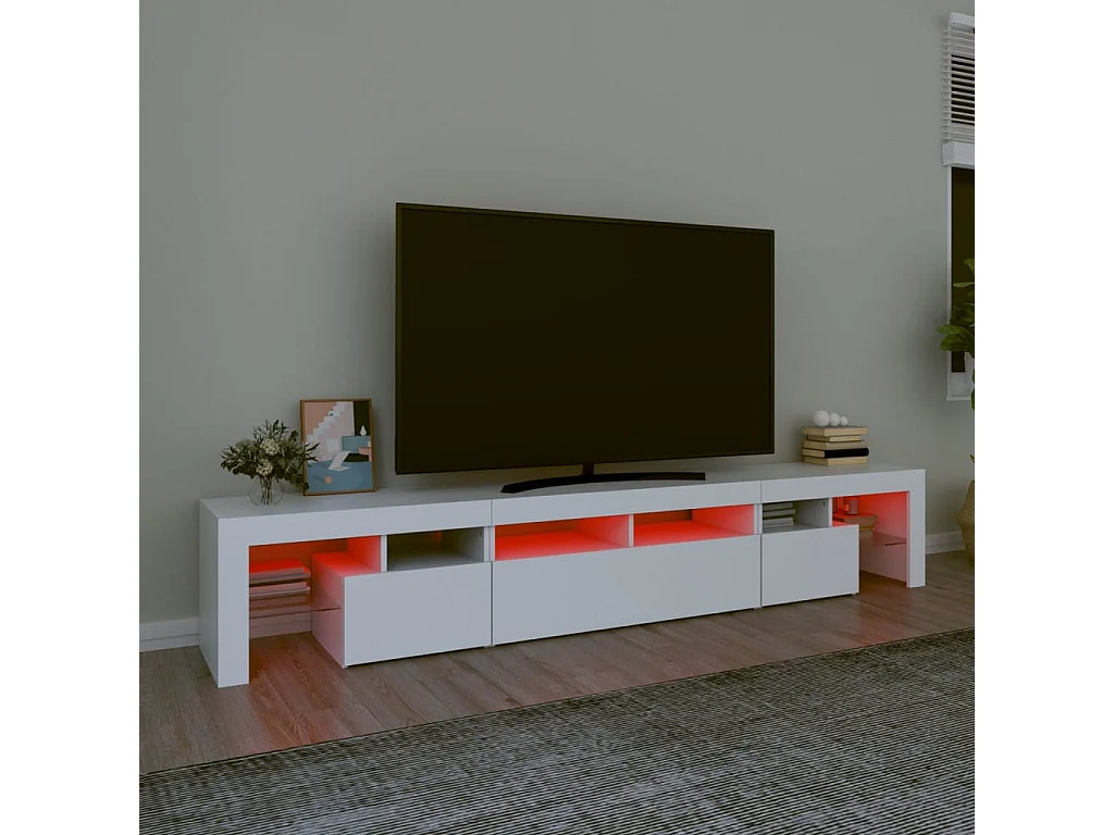 Meuble TV avec lumières LED Blanc 230x36,5x40 cm FR44229