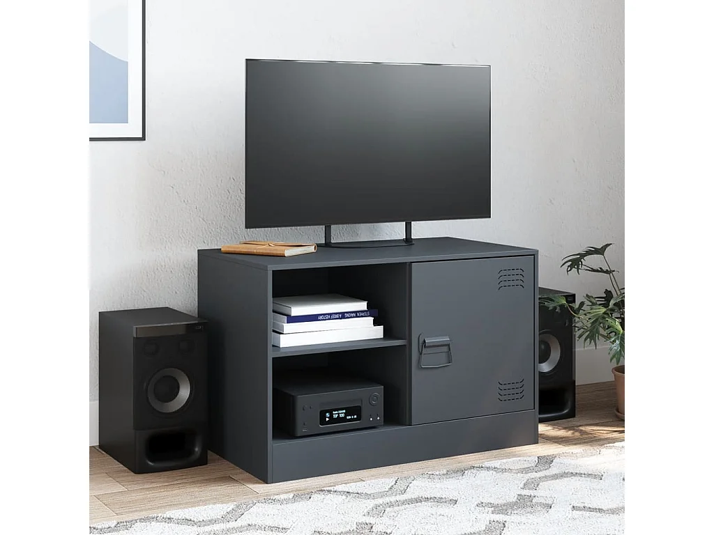 Meuble TV anthracite 67x39x44 cm acier FR42226