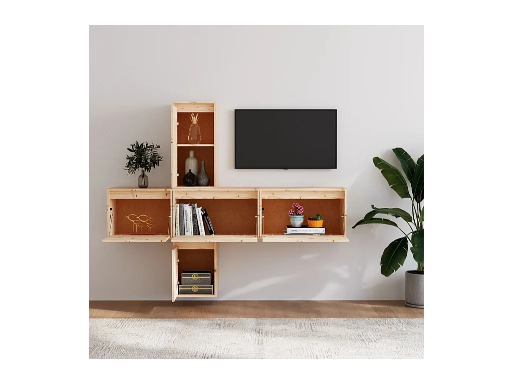 Muebles para TV 5 piezas madera maciza de pino ES225994