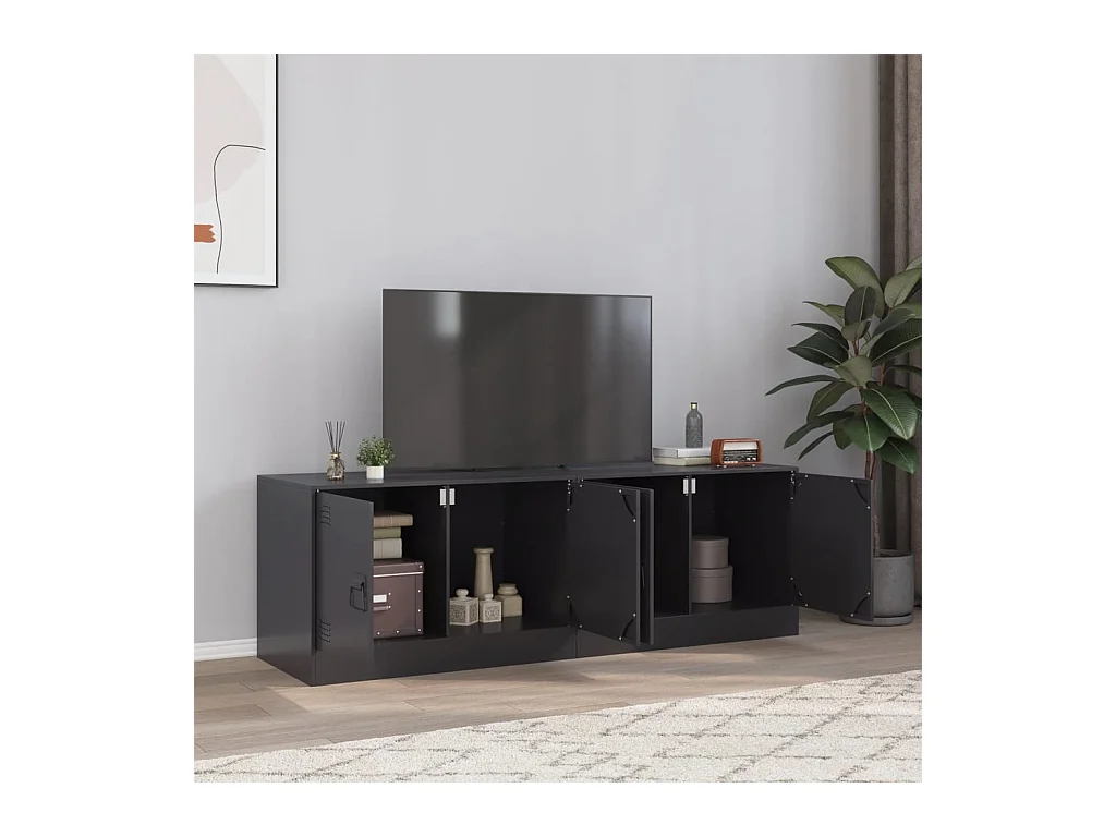 Muebles para TV 2 unidades acero negro 67x39x44 cm ES927378