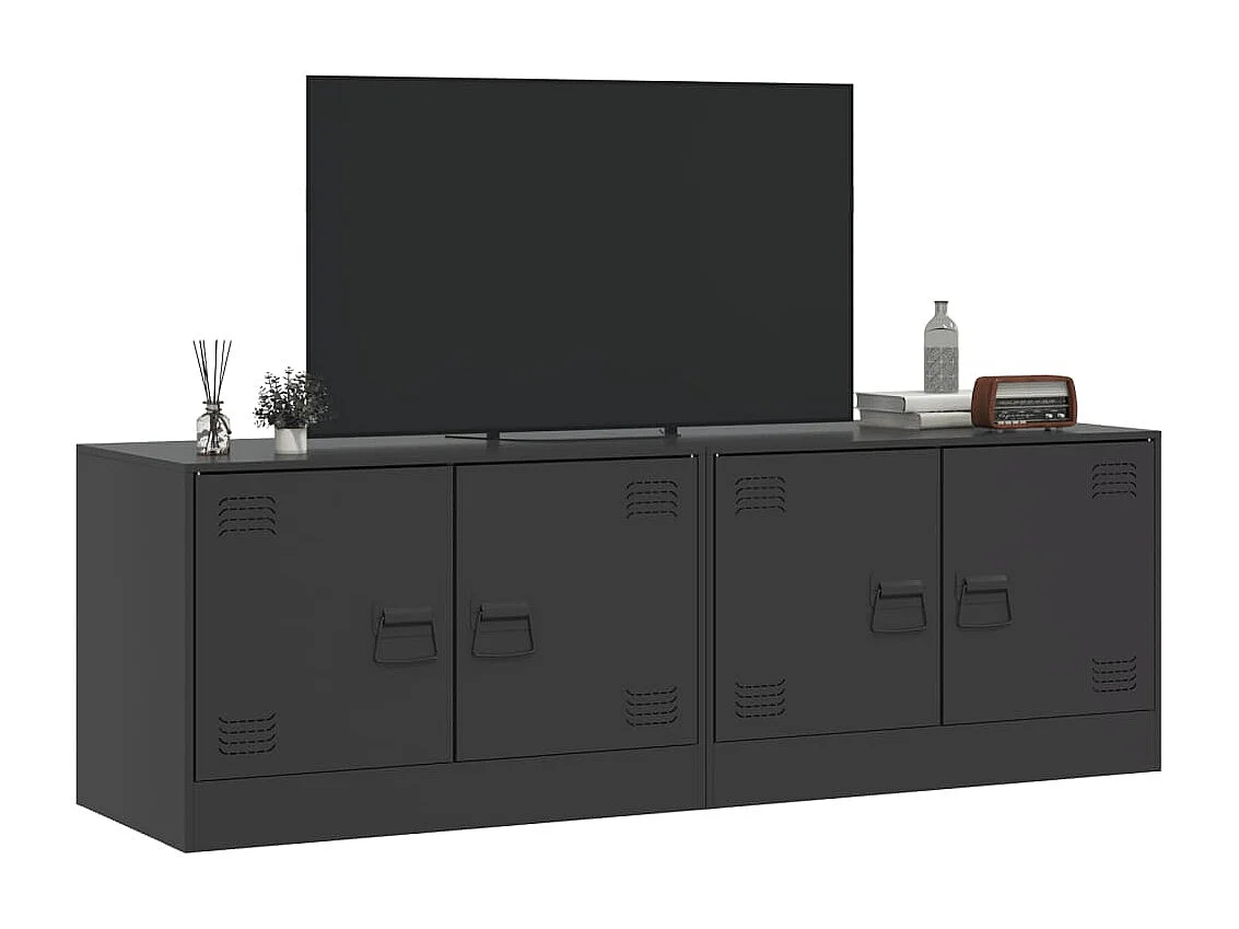 Muebles para TV 2 unidades acero negro 67x39x44 cm ES927378
