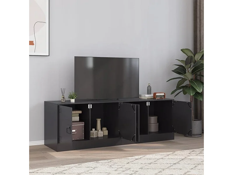 Mobili TV | Armadietti TV 2 pz Neri 67x39x44 cm in Acciaio