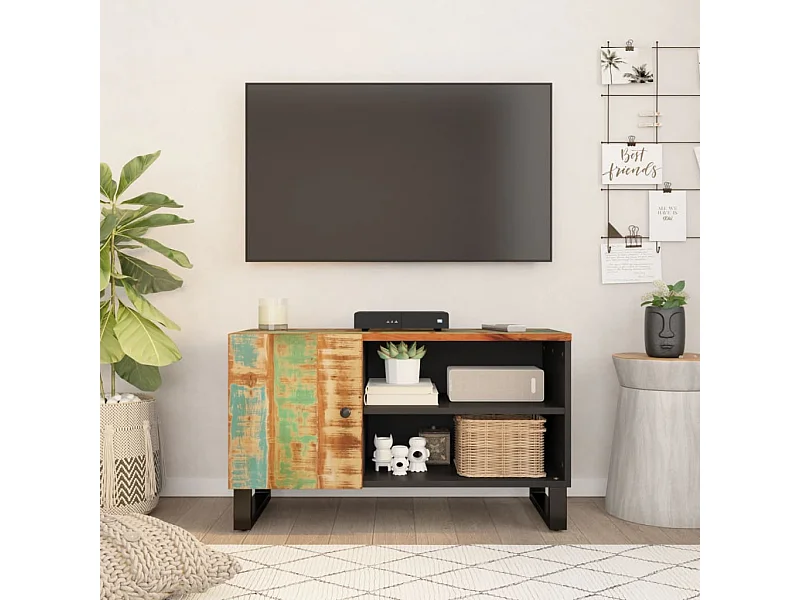 Móvel de TV 80x33x46 cm madeira recuperada/derivados madeira PT649555