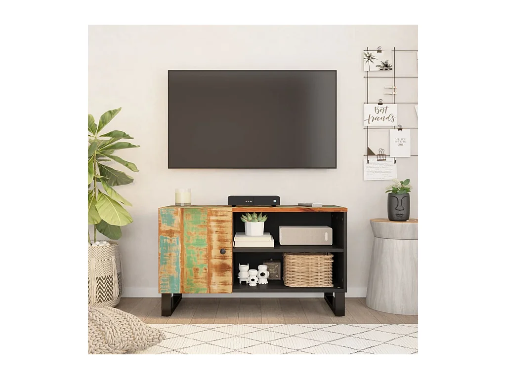 Meuble TV 80x33x46 cm bois de récupération et d'ingénierie FR39289