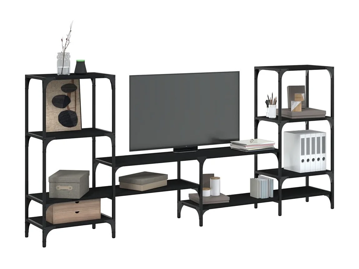 Meuble TV noir 206,5x28,5x95 cm Bois d'ingénierie FR16342