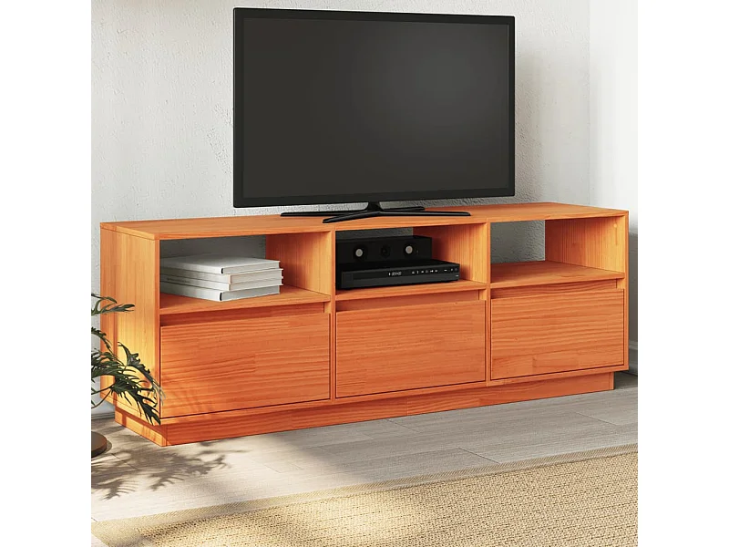 Meuble TV cire marron 140x37x50 cm bois pin massif FR65066