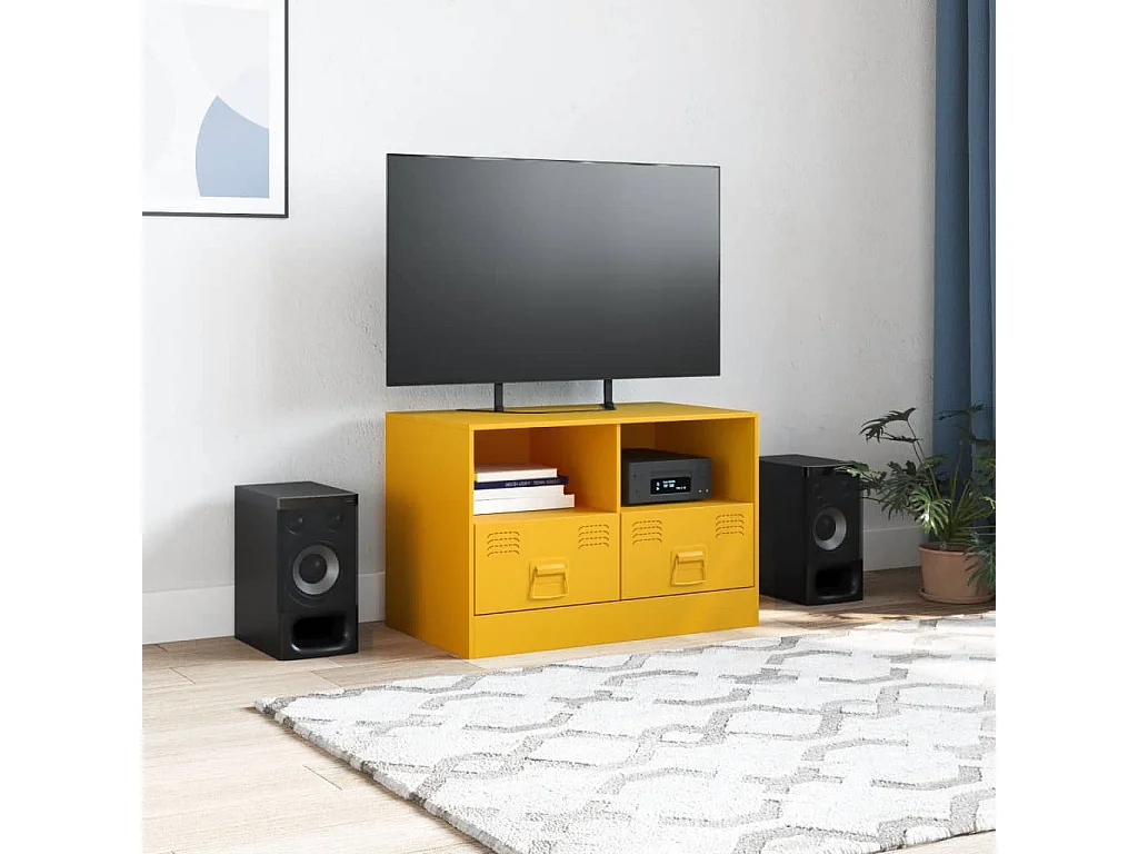 Móvel de TV 67x39x44 cm aço amarelo mostarda PT696276