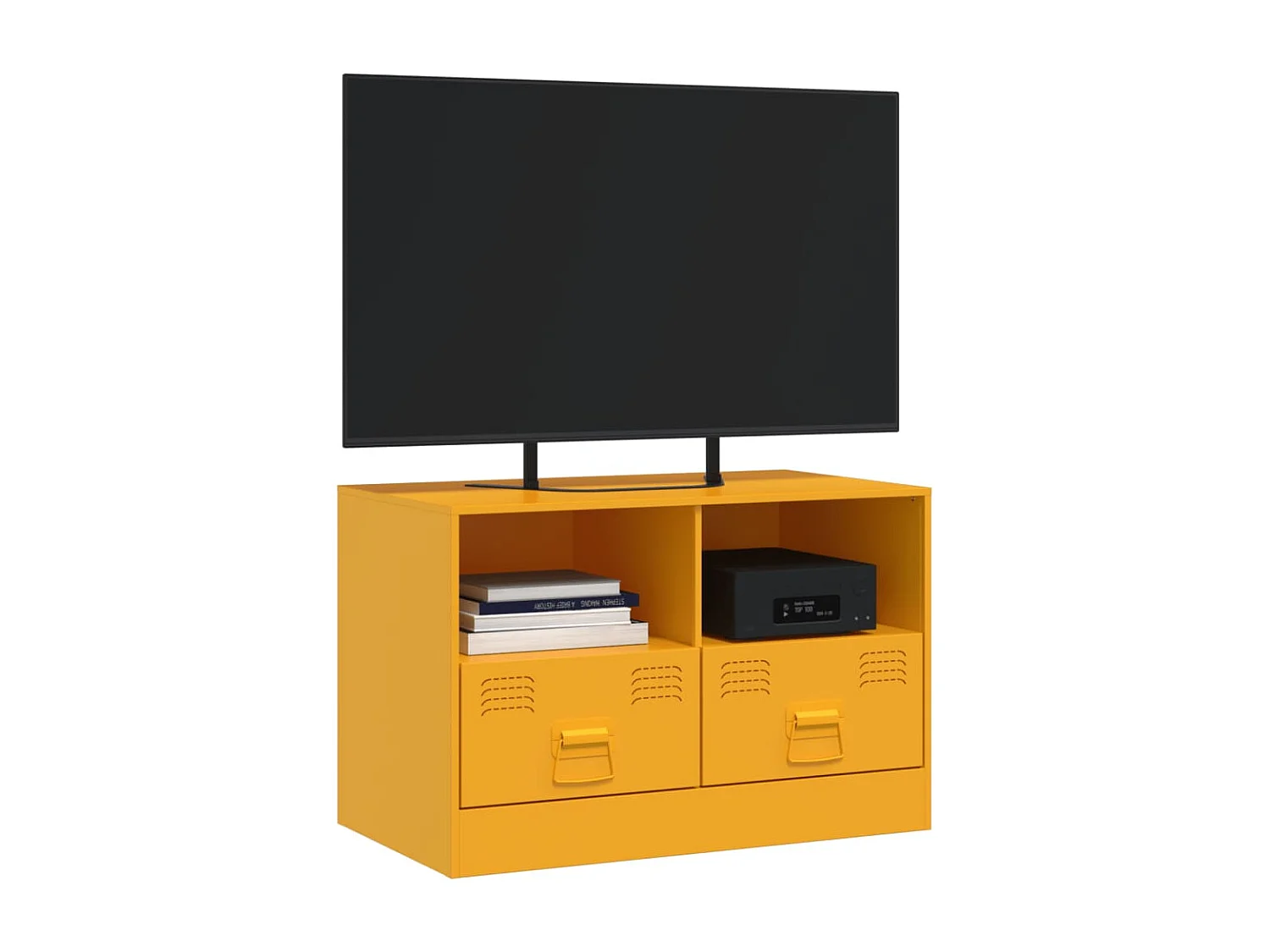 Meuble TV jaune moutarde 67x39x44 cm acier FR45116