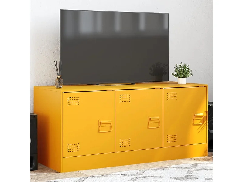 Meuble TV jaune moutarde 99x39x44 cm acier FR36542