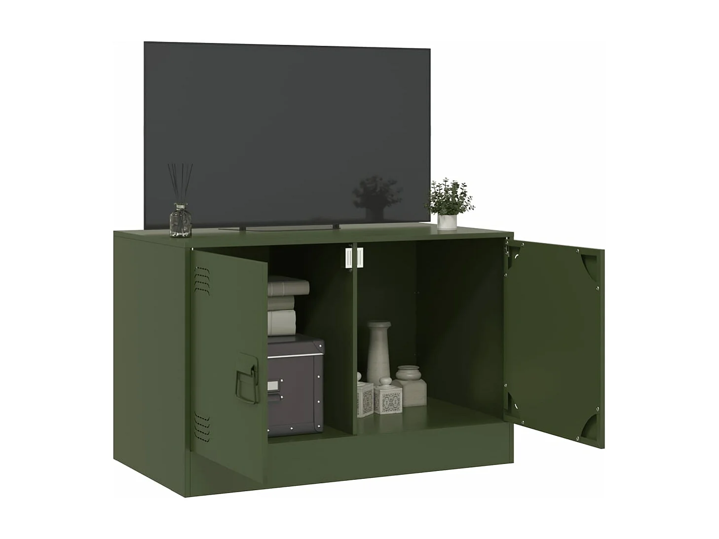 Meuble TV vert olive 67x39x44 cm acier FR19109