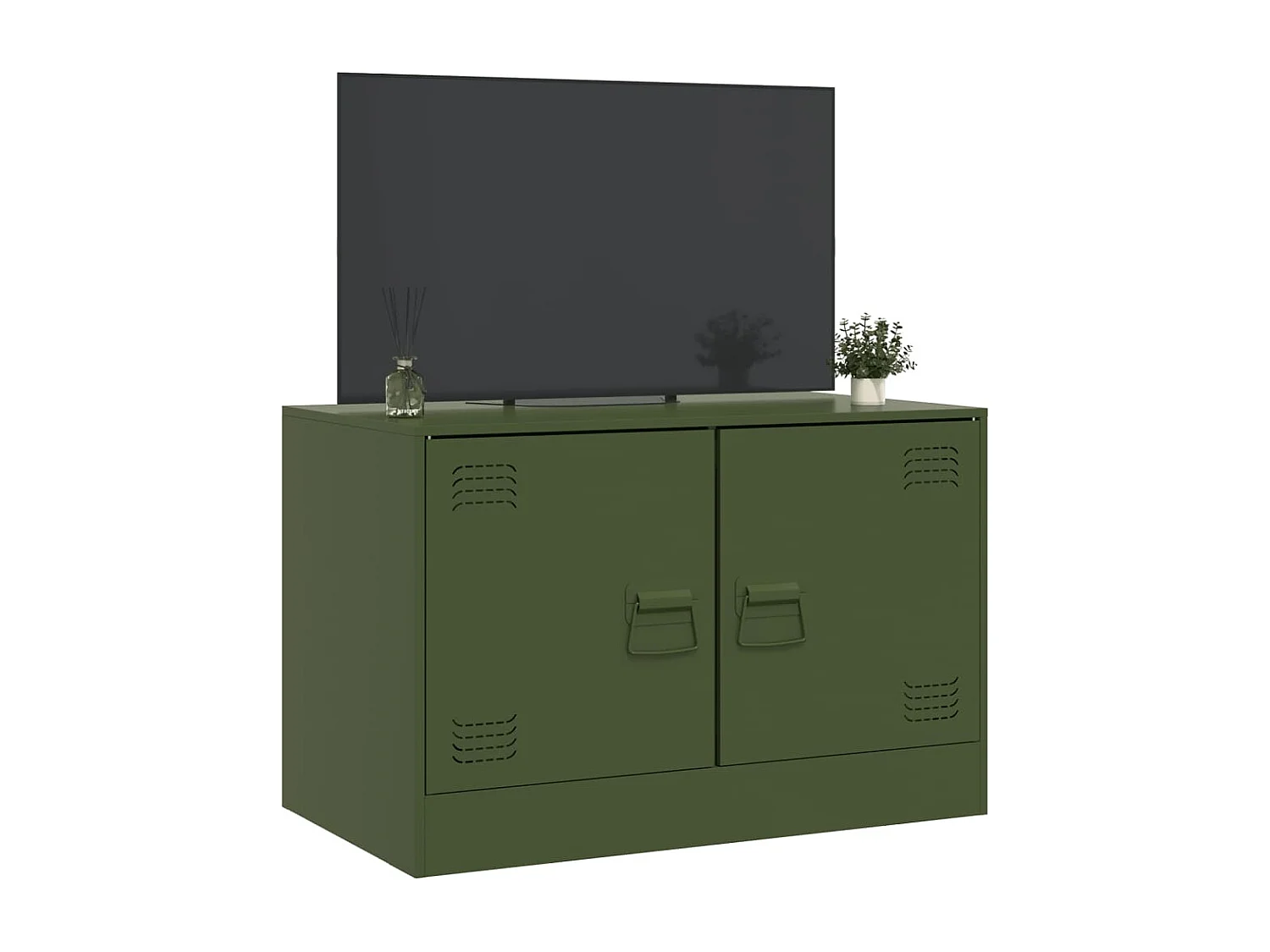 Meuble TV vert olive 67x39x44 cm acier FR19109