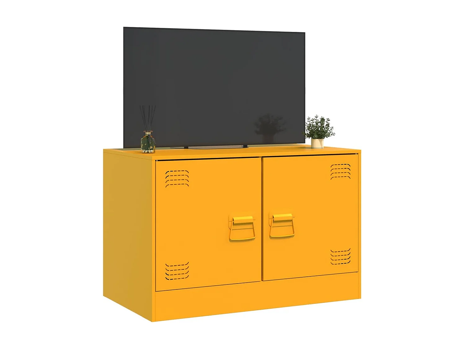 Mueble para TV de acero amarillo mostaza 67x39x44 cm ES765730