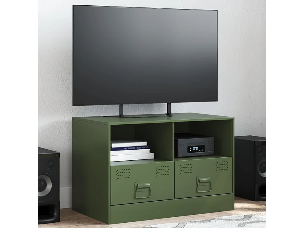 Mueble para TV de acero verde oliva 67x39x44 cm ES603260