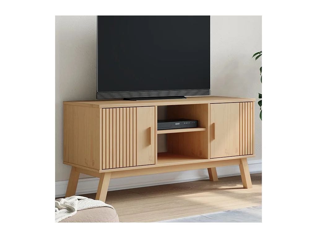 Meuble TV OLDEN marron 114x43x57 cm bois de pin massif FR96873