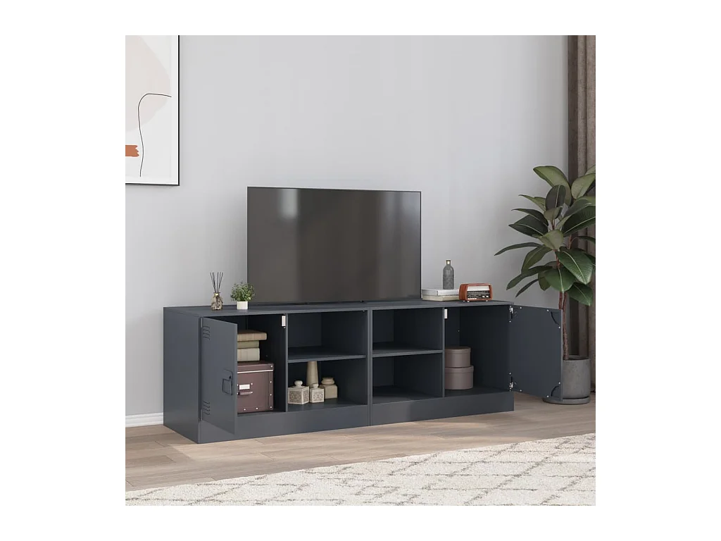 Tv-meubelen 2 st 67x39x44 cm staal antracietkleurig BE955867