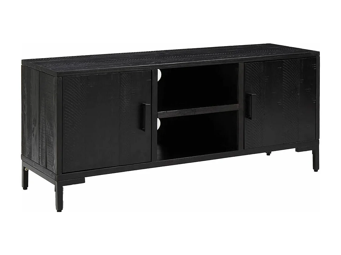 Meuble TV Noir 110x35x48 cm Bois de pin massif FR79745