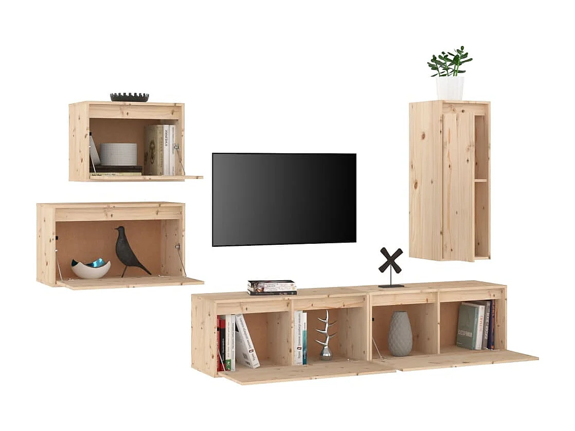 Meubles TV 5 pcs Bois massif de pin FR10878