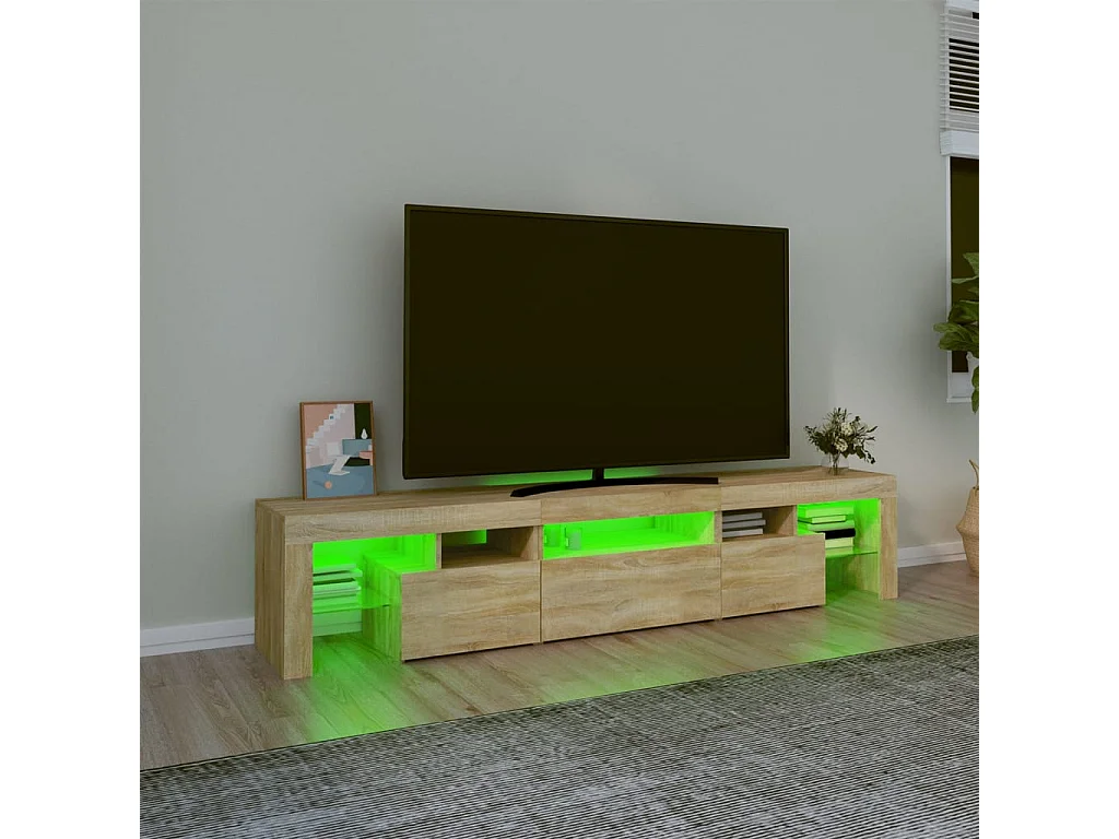 Tv-meubel met LED-verlichting 200x36,5x40cm sonoma eikenkleurig BE129766