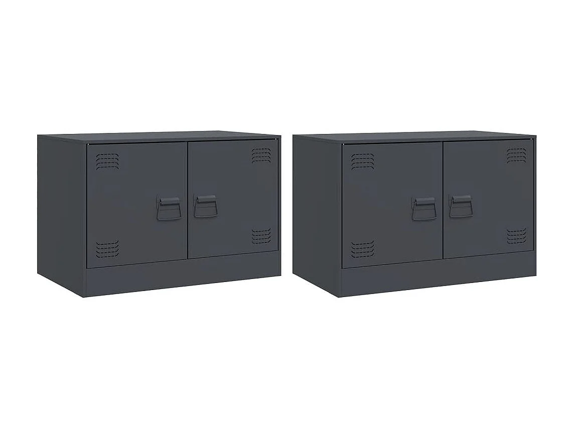 Meubles TV 2 pcs anthracite 67x39x44 cm acier FR50392
