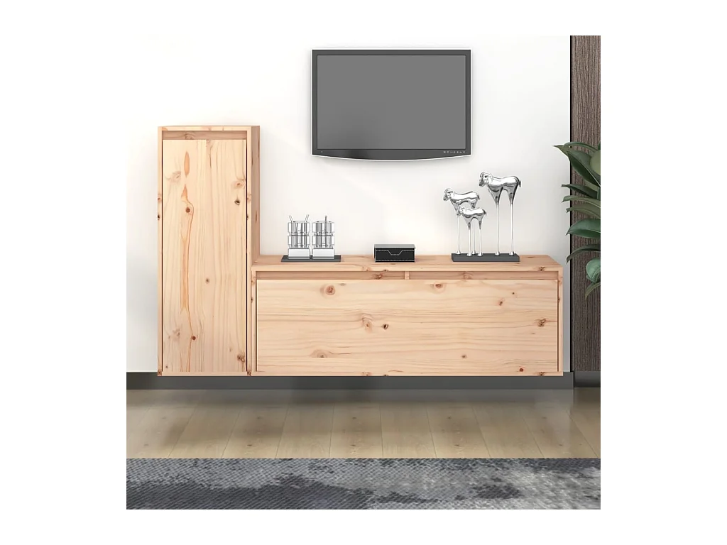 Tv-meubelen 2 st massief grenenhout BE748085