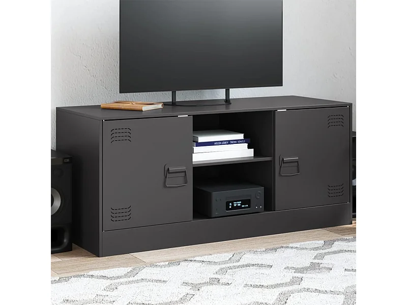 Mueble para TV de acero negro 99x39x44 cm ES371944