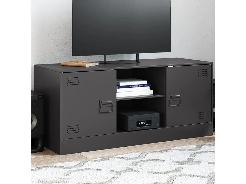 Mueble para TV de acero negro 99x39x44 cm ES371944