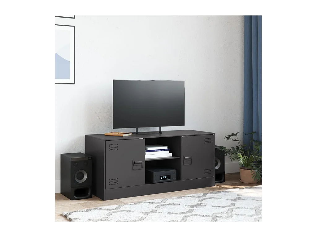 Meuble TV noir 99x39x44 cm acier FR93293