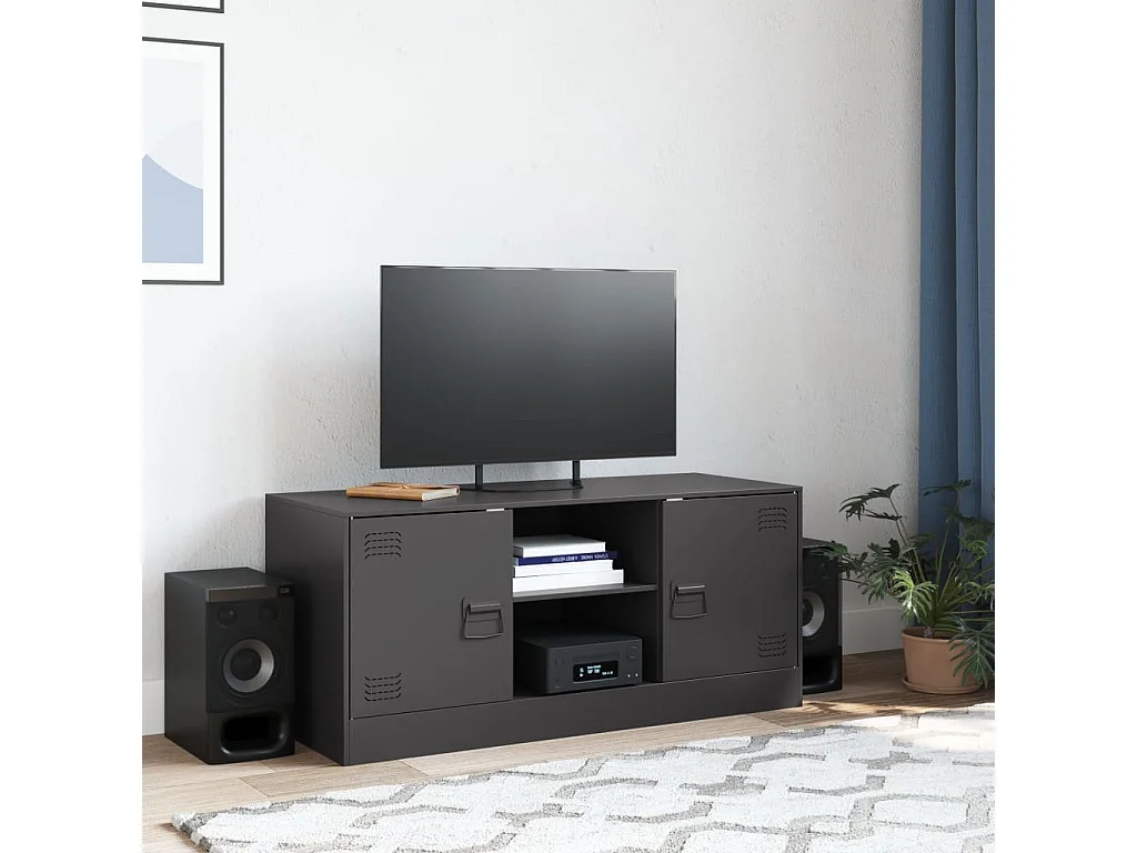 Meuble TV noir 99x39x44 cm acier FR93293