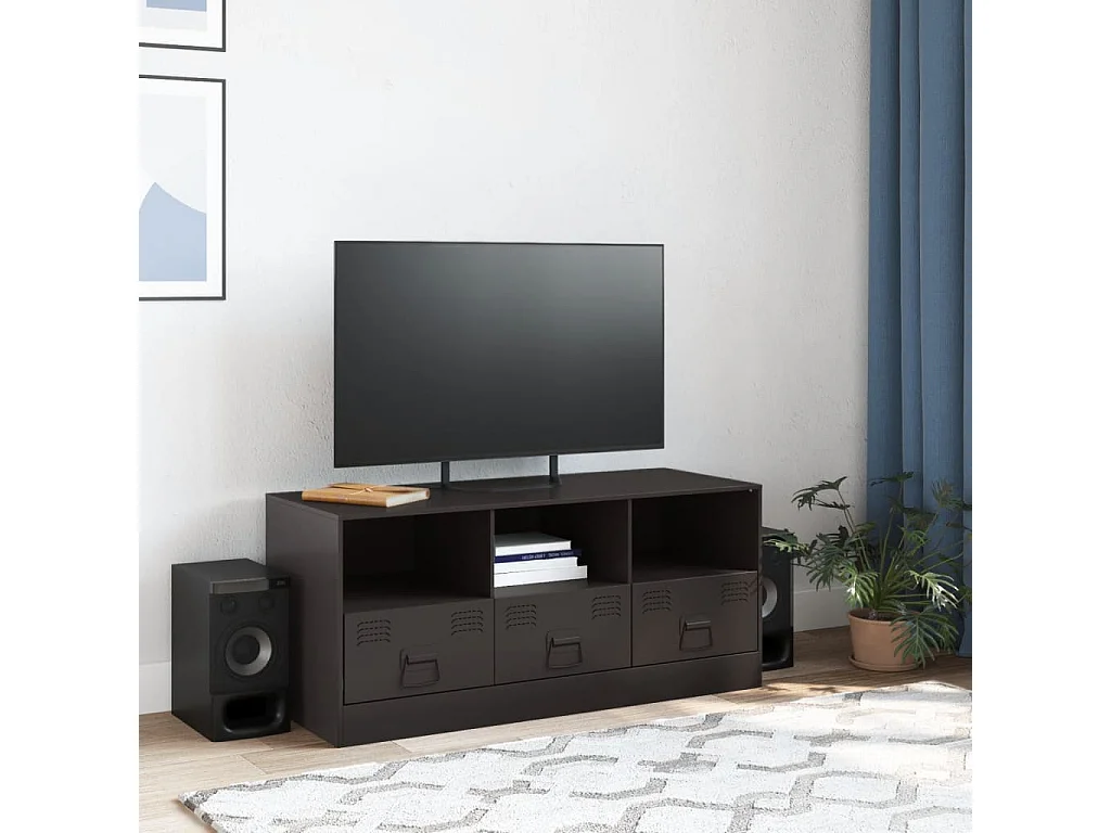 Mueble para TV de acero negro 99x39x44 cm ES307760