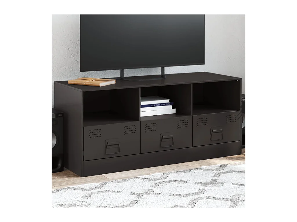 Meuble TV noir 99x39x44 cm acier FR26966