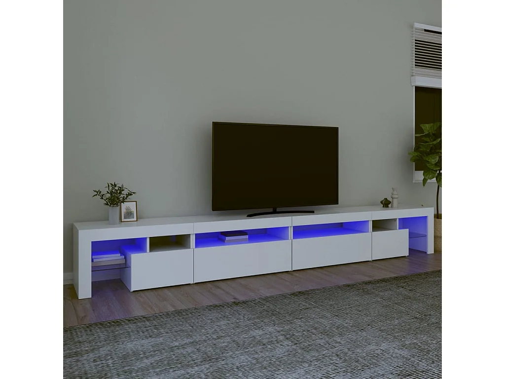 Meuble TV avec lumières LED Blanc 290x36,5x40 cm FR33555
