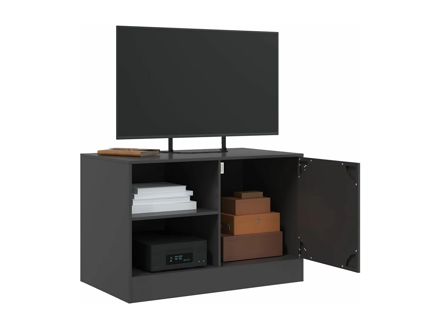 Mueble para TV de acero negro 67x39x44 cm ES500956