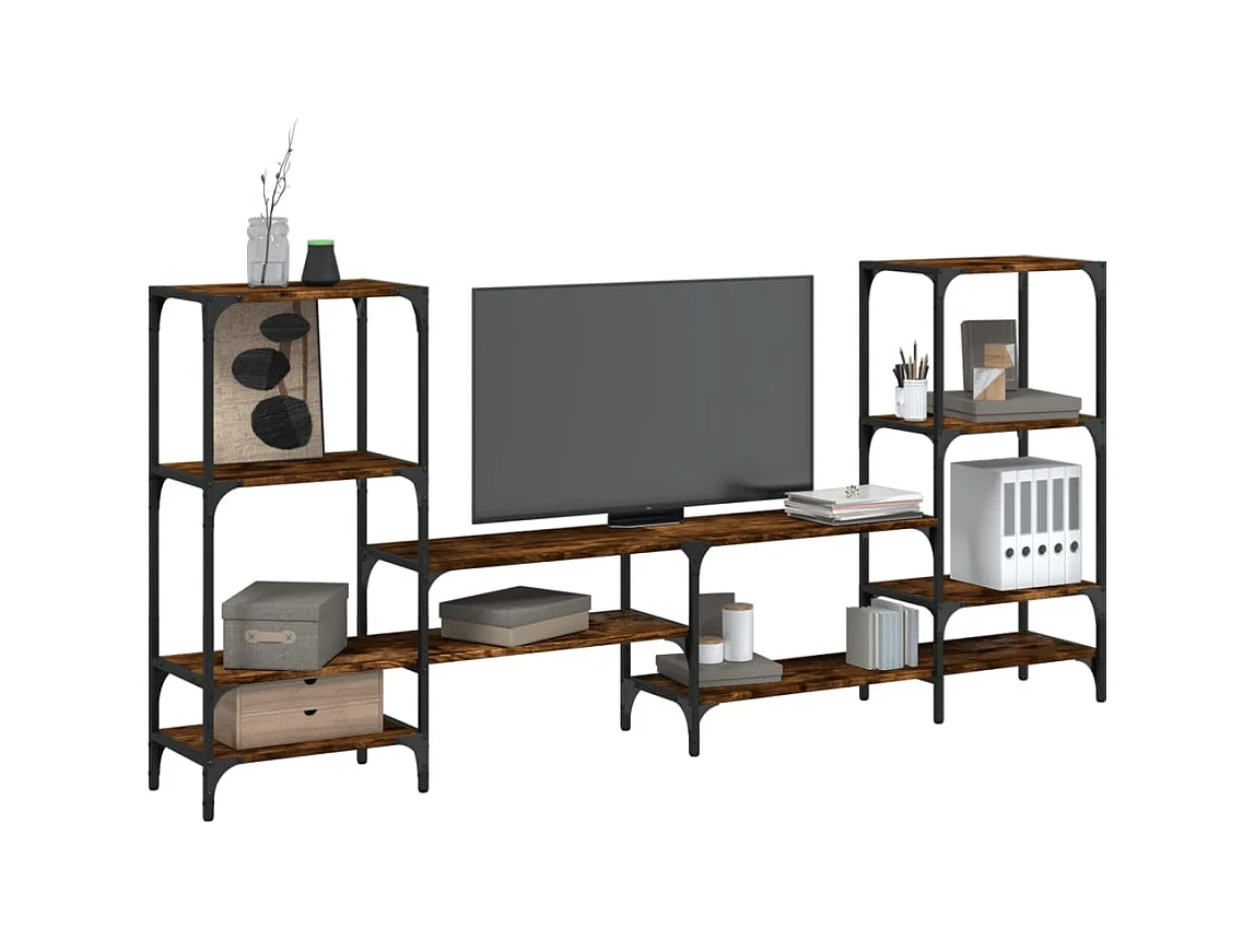 Tv-meubel 206,5x28,5x95 cm bewerkt hout gerookt eikenkleurig BE763399