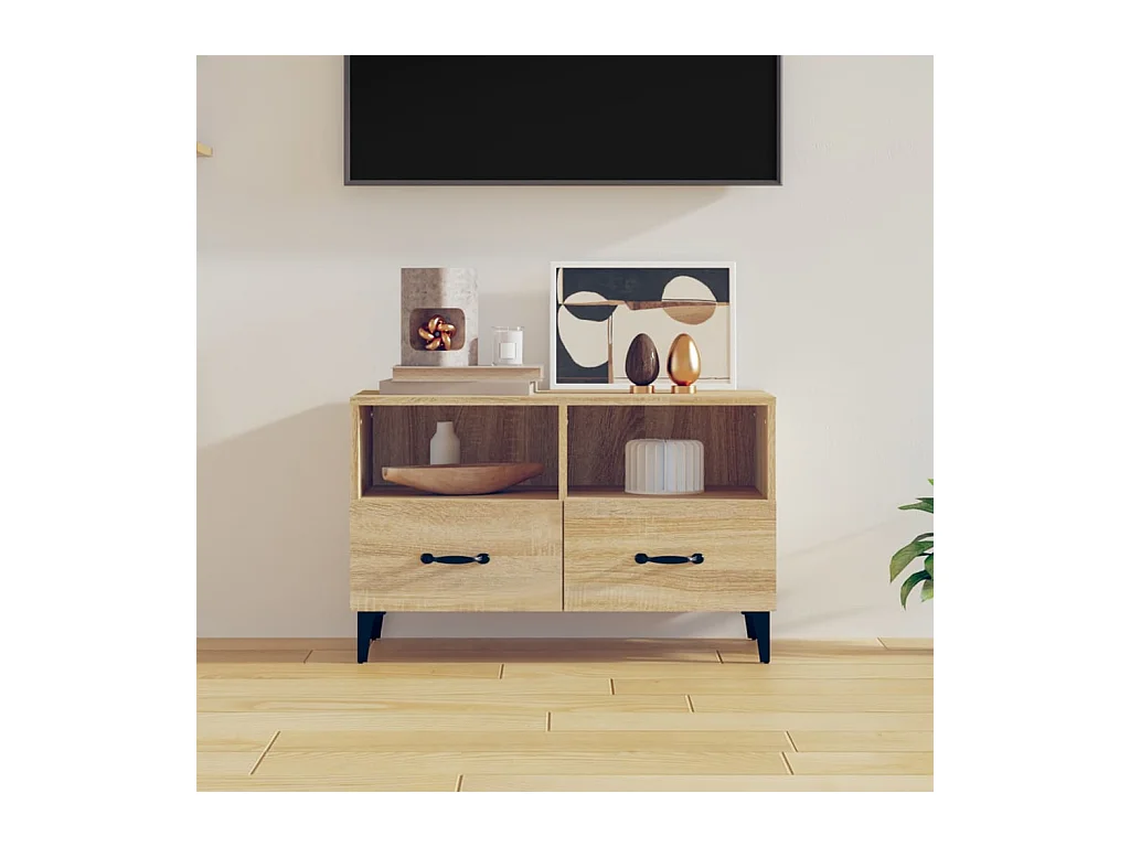 Tv-meubel 80x36x50 cm bewerkt hout sonoma eiken BE109445