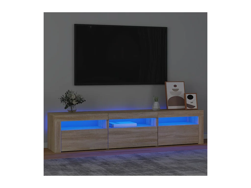 Tv-meubel met LED-verlichting 180x35x40 cm sonoma eikenkleurig BE637934