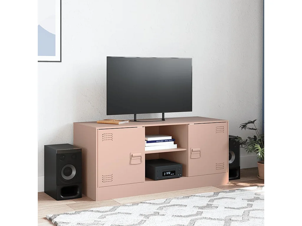 Mueble para TV de acero rosa 99x39x44 cm ES652424