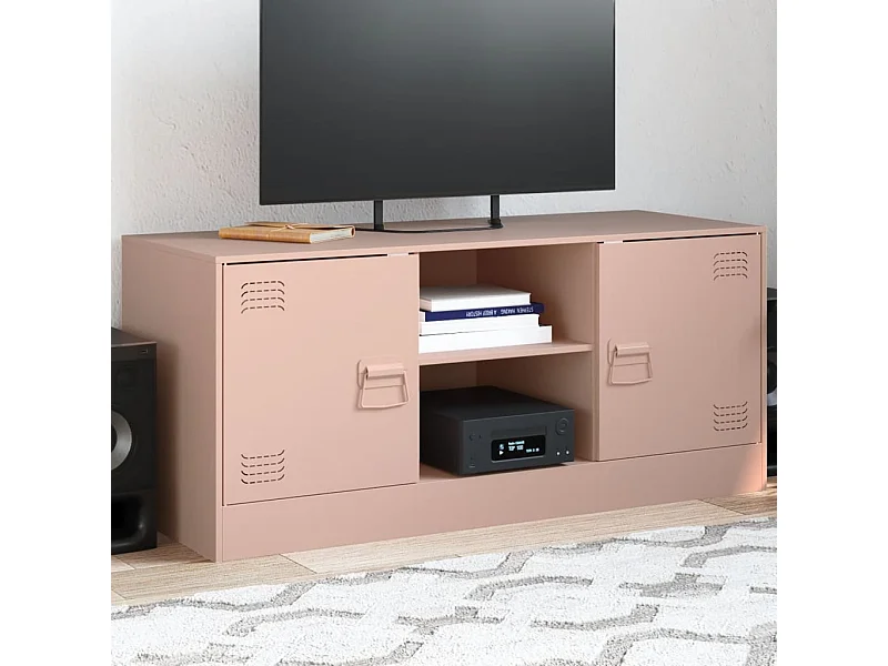 Meuble TV rose 99x39x44 cm acier FR10859
